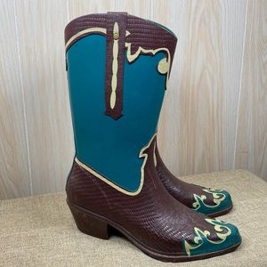 Women’s Teal and Brown Western Cowboy Boots